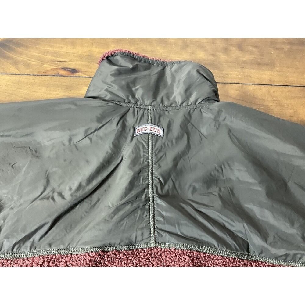 Buc-ee's Womens SmallJacket Aztec Tribal Burgundy Berber Fleece Full Zip Pockets - Picture 13 of 15